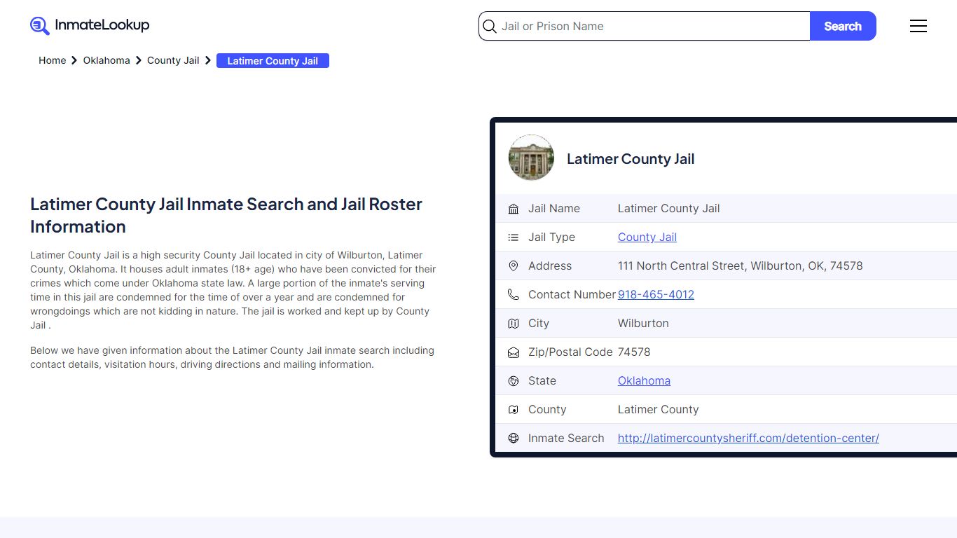 Latimer County Jail (OK) Inmate Search Oklahoma - Inmate Lookup